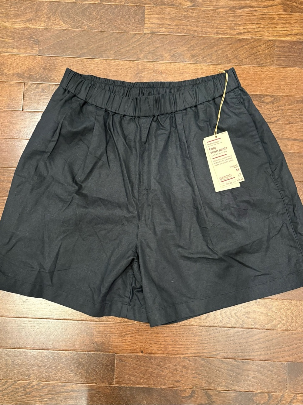 MUJI Women’s Hemp Organic Cotton Easy Short Pants NWT Black Medium Minimalist